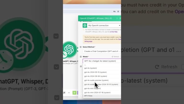 How to the use the Open AI, ChatGPT module in Make.com.