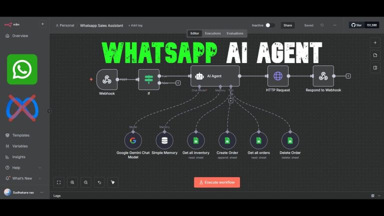 WhatsApp AI Agent with n8n + Custom Node.js API