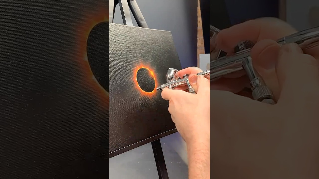Solar Eclipse Airbrushing Timelapse #shorts
